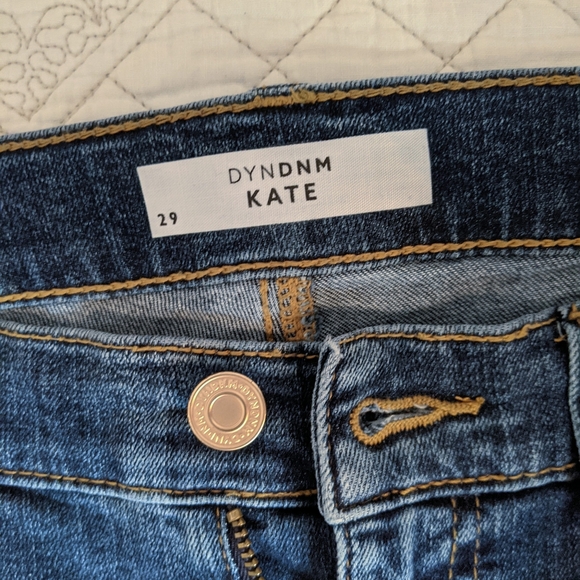 DYNDNM KATE denim jeans, hi-rise, distressed and raw, asymmetrical hem - Picture 6 of 8